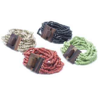 Multi bead bangles - wooden clasp